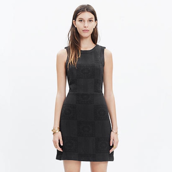 Madewell Textured Afternoon Jacquard Flared Dress - Picture 12 of 12